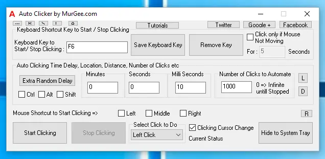 Screenshot of Auto Clicker Software on Windows 10